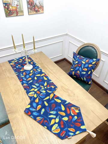 Khăn trải bàn runner lá xanh Bắc Âu - TBR485