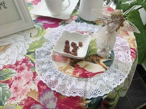 Khăn trải bàn canvas Peony sang trọng Landecor - TB549
