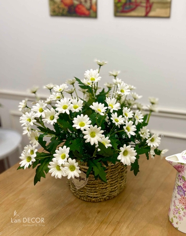 GIỎ HOA CÚC MẮT NGỌC TRANG TRÍ  LAN DECOR - CC605