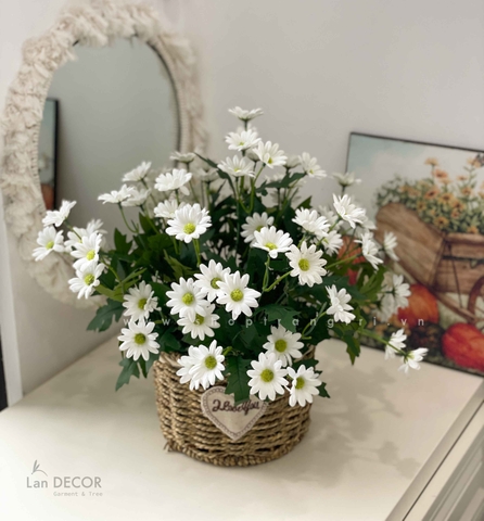 GIỎ HOA CÚC MẮT NGỌC TRANG TRÍ  LAN DECOR - CC605