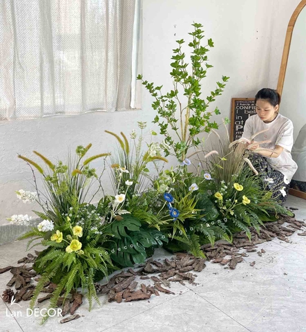 DECOR SÂN VƯỜN VỚI BỒN RÊU LAU THIẾT KẾ LAN DECOR- RC010