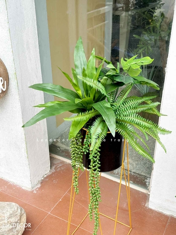 Kệ Sắt Trang Trí- Kệ Cây Dương Xỉ Xanh Decor Cửa Hiệu (100cm)- CC1308