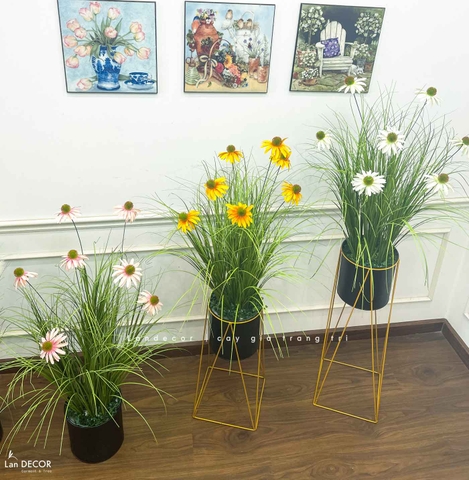 Hoa Cúc Mỹ Giả- Cành Hoa Cúc Mỹ Giả Decor Kệ Sắt, Thiết Kế Tiểu Cảnh Rêu Hoa Ấn Tượng- CC1084