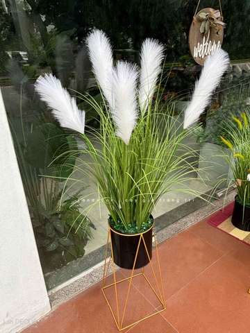 Cỏ Lau Giả- Kệ Bông Lau Trắng Tô Điểm Không Gian Xinh (cao 130-140cm. tán 40-50cm)- CC1108