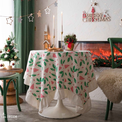 Khăn trải bàn họa tiết lễ hội tươi mới, decor căn hộ hiện đại- TB598