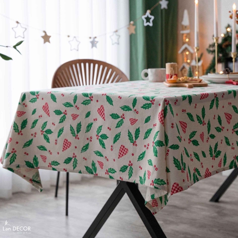 Khăn trải bàn họa tiết lễ hội tươi mới, decor căn hộ hiện đại- TB598