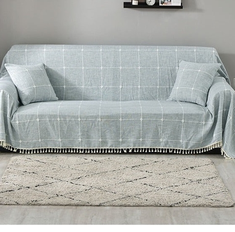 Ghế bọc sofa kẻ ô vuông lớn màu xám - PG358