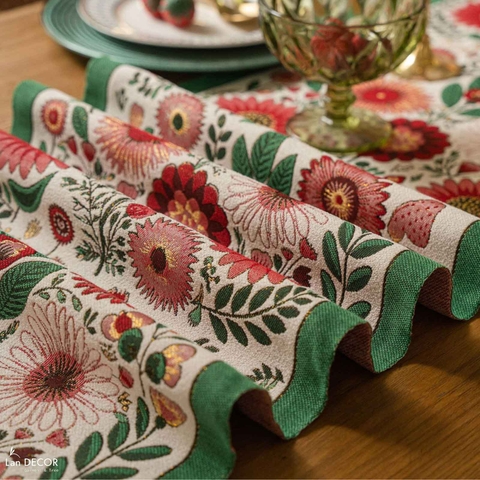 Runner Trải Bàn Phong Cách Cổ Điển Bohemian Bày Bàn Tiệc, Tủ Kệ Phòng Khách Sang Trọng - Khăn Trải Ban Lan Decor- TBR586
