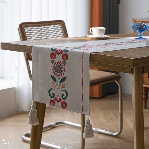 Runner Trải Bàn Bohemian Bày Bàn Ăn, Tủ Kệ Phòng Khách - Khăn Trải Bàn Lan Decor - TBR589