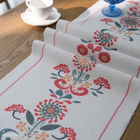 Runner Trải Bàn Bohemian Bày Bàn Ăn, Tủ Kệ Phòng Khách - Khăn Trải Bàn Lan Decor - TBR589