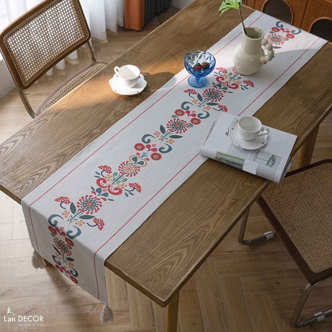 Runner Trải Bàn Bohemian Bày Bàn Ăn, Tủ Kệ Phòng Khách - Khăn Trải Bàn Lan Decor - TBR589