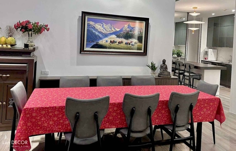 Khăn trải bàn Noel, tiệc Giáng sinh sang trọng, lịch sự cho bàn ăn-TB552-đỏ