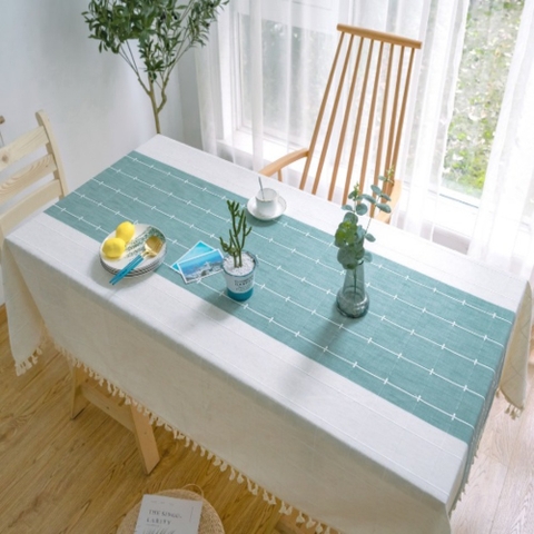 Khăn trải bàn sọc caro xanh sang trọng, nhã nhặn Landecor - TB442
