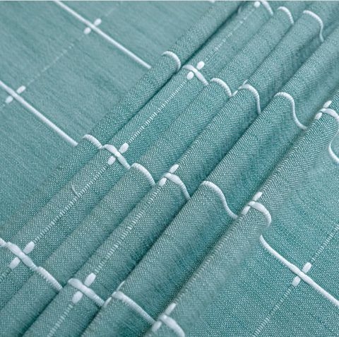 Khăn trải bàn thiết kế Landecor mẫu sọc caro xanh - TB442-tuarua