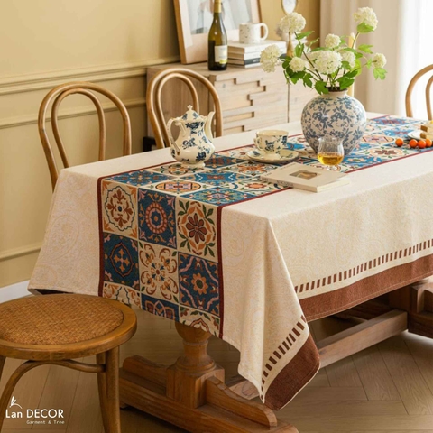 Khăn trải bàn họa tiết cổ điển, thiết kế không gian tạo điểm nhấn- TB602