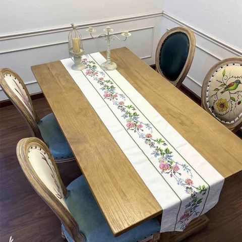 Khăn trải bàn runner hoa dây Vintage sang trọng Landecor - TBR550