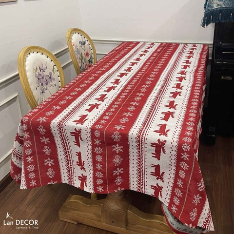 Khăn Trải Bàn Giáng Sinh Tuần Lộc Bày Tiệc Lễ Hội Noel, Năm Mới Ấn Tượng - Khăn Trải Bàn Lan Decor - TB590