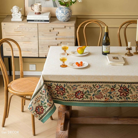 Khăn trải bàn hoa văn cổ điển, thiết kế phòng khách căn hộ- TB601