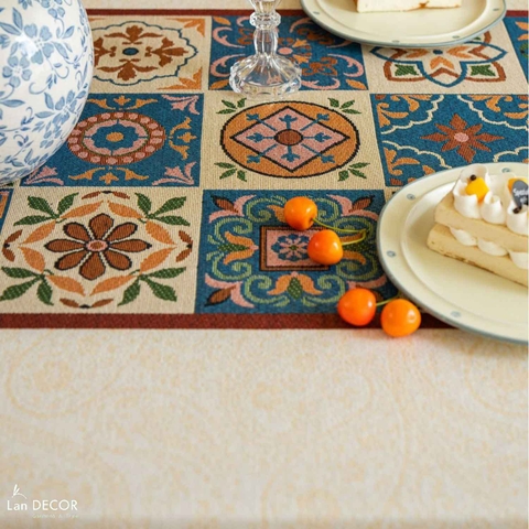 Khăn trải bàn họa tiết cổ điển, thiết kế không gian tạo điểm nhấn- TB602