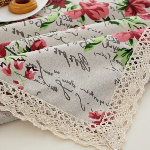 Khăn trải bàn chữ, hoa mẫu đơn sang trọng Landecor - TB245