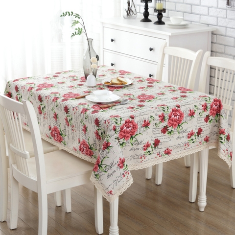 Khăn trải bàn chữ, hoa mẫu đơn sang trọng Landecor - TB245