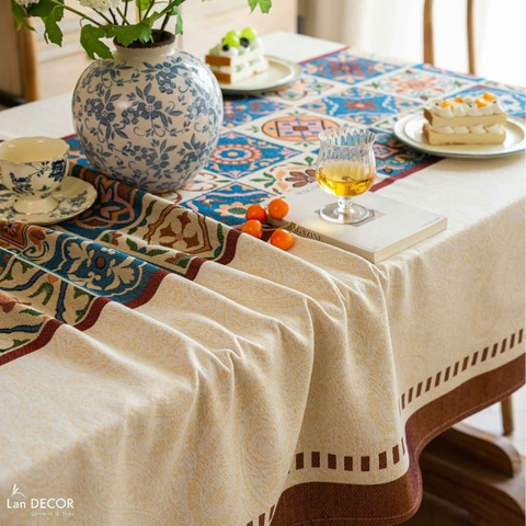 Khăn trải bàn họa tiết cổ điển, thiết kế không gian tạo điểm nhấn- TB602