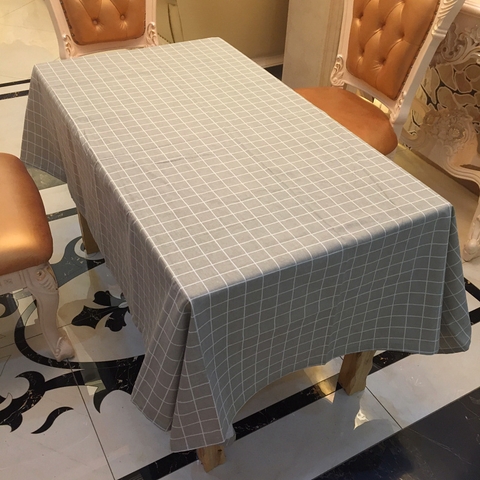 Khăn trải bàn kẻ caro xám sang trọng Landecor- TB250