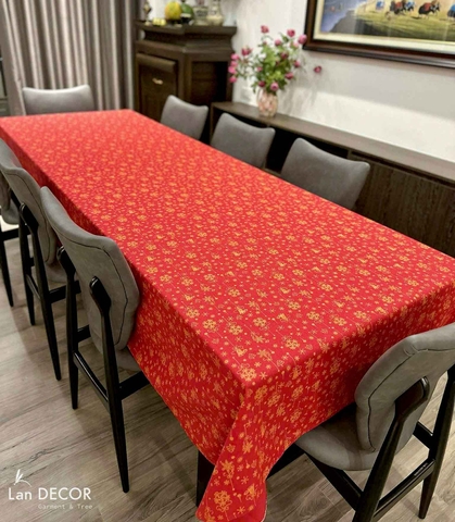 Khăn trải bàn Noel, tiệc Giáng sinh sang trọng, lịch sự cho bàn ăn-TB552-đỏ