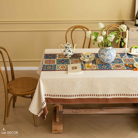 Khăn trải bàn họa tiết cổ điển, thiết kế không gian tạo điểm nhấn- TB602