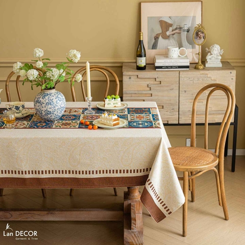 Khăn trải bàn họa tiết cổ điển, thiết kế không gian tạo điểm nhấn- TB602