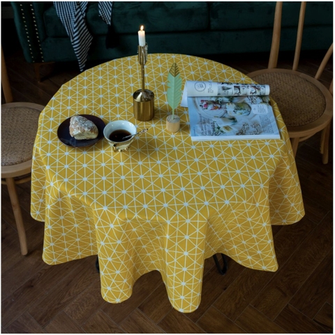 Khăn trải bàn tròn họa tiết bàn cờ - TB302-1