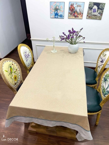 Khăn Trải Bàn Trơn Màu Kem Mix Vải Màu Decor Nhà Đẹp - Khăn Trải Bàn Lan Decor