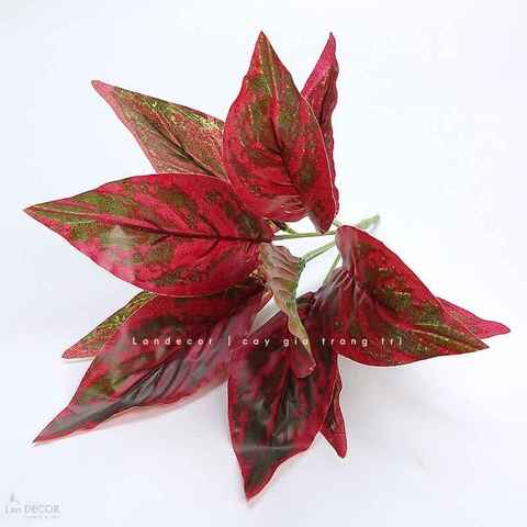 Cành lá giả- Cụm lá đốm vàng trang trí cảnh quan xanh mát (30cm)- HC371