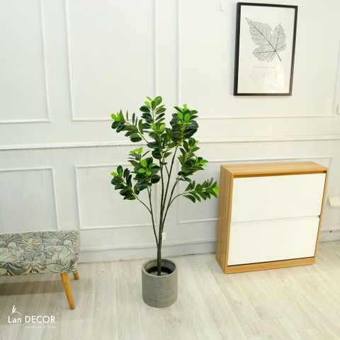 Cây lá tiền trang trí không gian hiện đại xanh mát Lan Decor (135cm) - LC5581