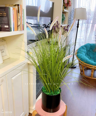 Cỏ Lau Giả- Kệ Cỏ Lau Giả Decor Phòng Khách (cao 135cm. tán 65cm)- CC1107