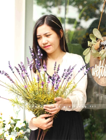 HC013 - Cành hoa oải hương giả decor nhà đẹp (7 nhánh)