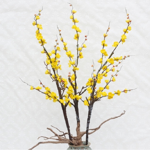Hoa giả - Cành mai vàng (120cm) trang trí cắm lọ hoa tạo vẻ đẹp sang trọng - HC808-1