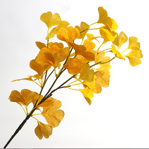 Cành lá giả Lan Decor - Cành ngân hạnh (80 cm) tạo điểm nhấn sắc màu cho không gian - HC882
