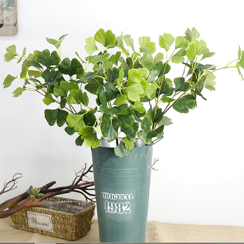 Cành lá giả Lan Decor - Cành ngân hạnh (80 cm) tạo điểm nhấn sắc màu cho không gian - HC882