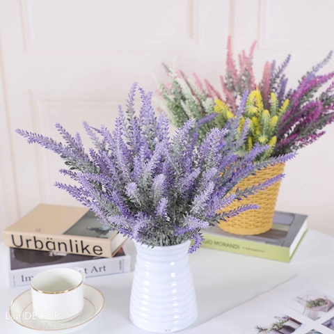 Hoa Giả Decor- Cành Hoa Oải Hương Giả Trang Trí Nhà Đẹp (5 nhánh, 35cm)- HC1243