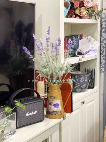 Bình thiếc oải hương lá mốc trang trí Landecor - BH1165-1