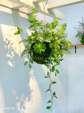 Quả Cầu Rêu Giả Trang Trí Không Gian Sống Xanh Mát (45x40x40cm)- CC1295