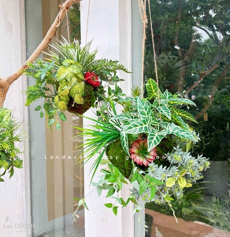 Quả Cầu Rêu Giả Thiết Kế Tiểu Cảnh Giếng Trời Độc Đáo (60x50cm)- CC1296