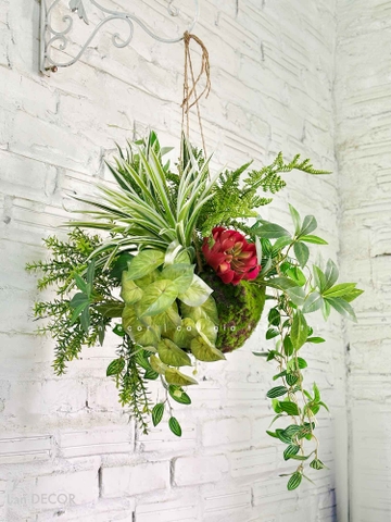 Thiết Kế Quả Cầu Treo Rủ Decor Tiểu Cảnh Xanh Hiện Đại (40x50x30cm)- CC1297