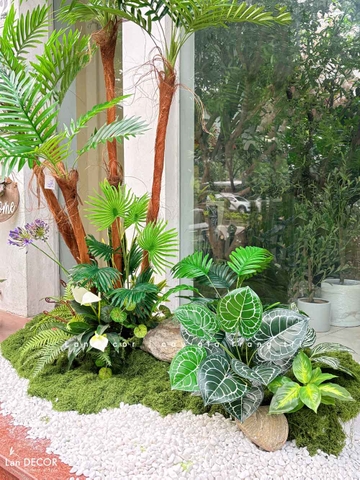 Tiểu Cảnh Cây Giả- Thiết Kế Tiểu Cảnh Cây Dừa Giả, Kiến Tạo Không Gian Sống Xanh (160X140X190cm)- RC136