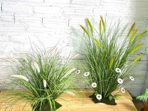 Bụi Cỏ Lau Giả Decor- Cỏ Lau Giả Thiết Kế Tiểu Cảnh Đẹp Tự Nhiên (cao 60cm, tán 80cm) - CC1120