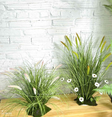 Hoa Giả Decor- Bụi Hoa Lau Giả Trang Trí Tiểu Cảnh (cao 75cm, tán 70cm) - CC1117