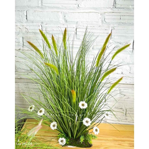 Hoa Giả Decor- Bụi Hoa Lau Giả Trang Trí Tiểu Cảnh (cao 75cm, tán 70cm) - CC1117