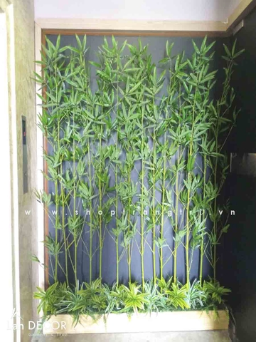 Bồn cây trúc quân tử giả trang trí nhà LanDecor (120cm) - BC074
