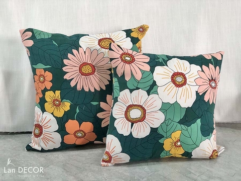 Vỏ gối Landecor họa tiết cúc họa mi sang trọng- VG504